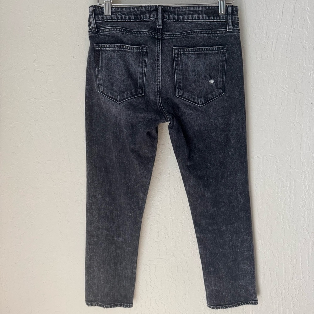 PAIGE Brigitte Fringe Trimmed Mid-Rise Slim Jeans Black Size 27 - Picture 8 of 16